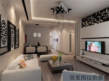 黑白客廳沙發背景墻效果圖