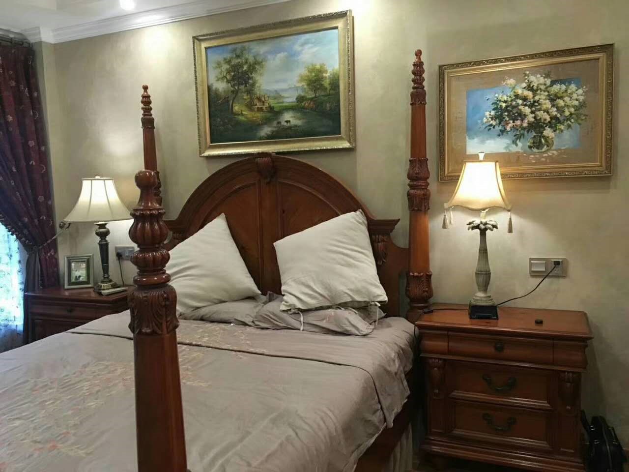美式臥室背景墻實景圖