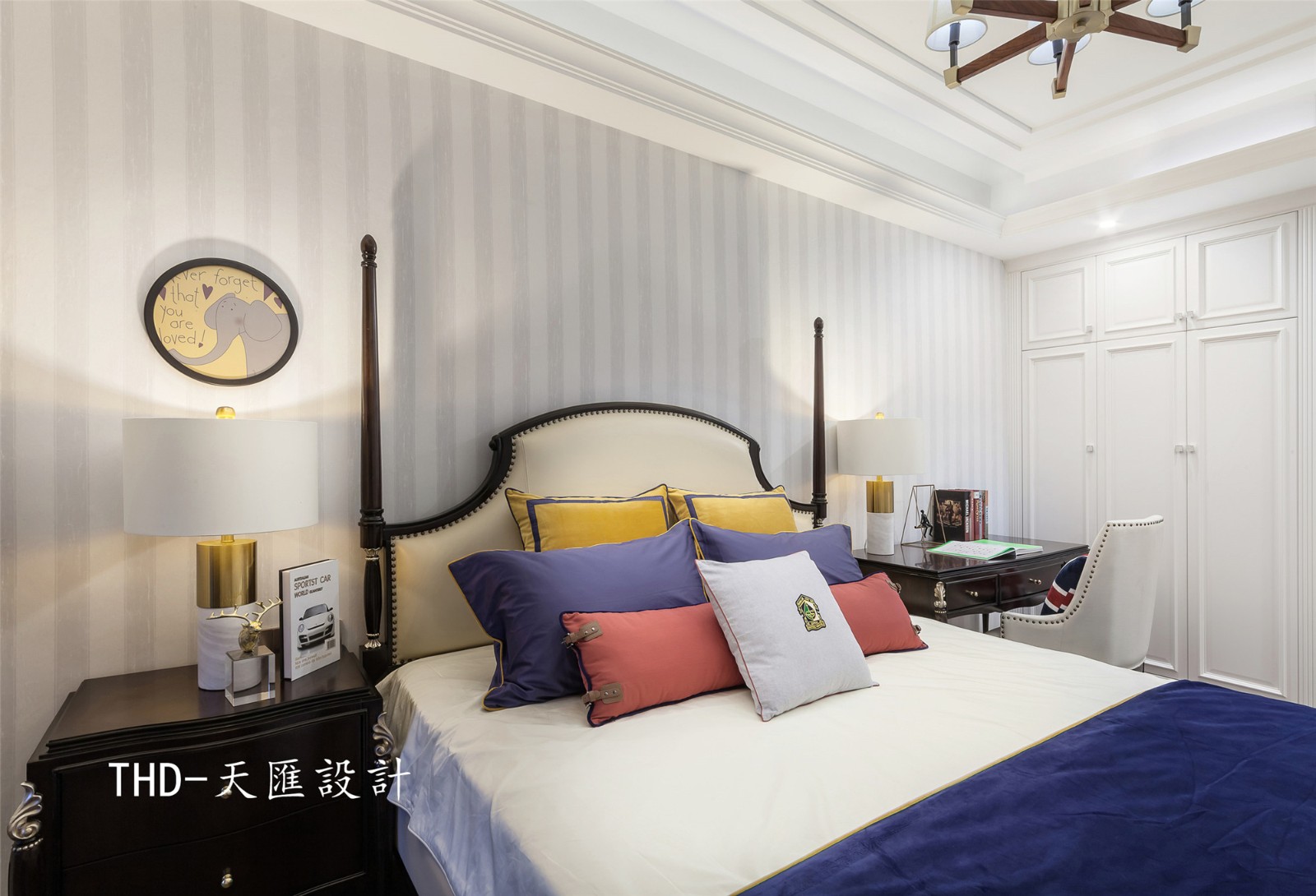 美式兒童房背景墻實(shí)景圖