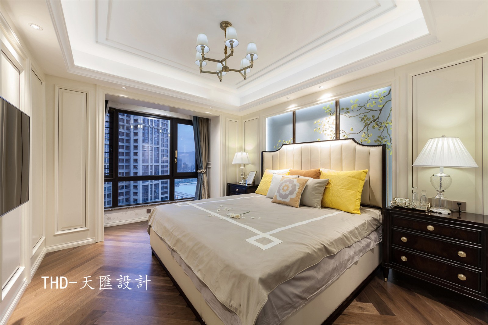 美式臥室背景墻實(shí)景圖