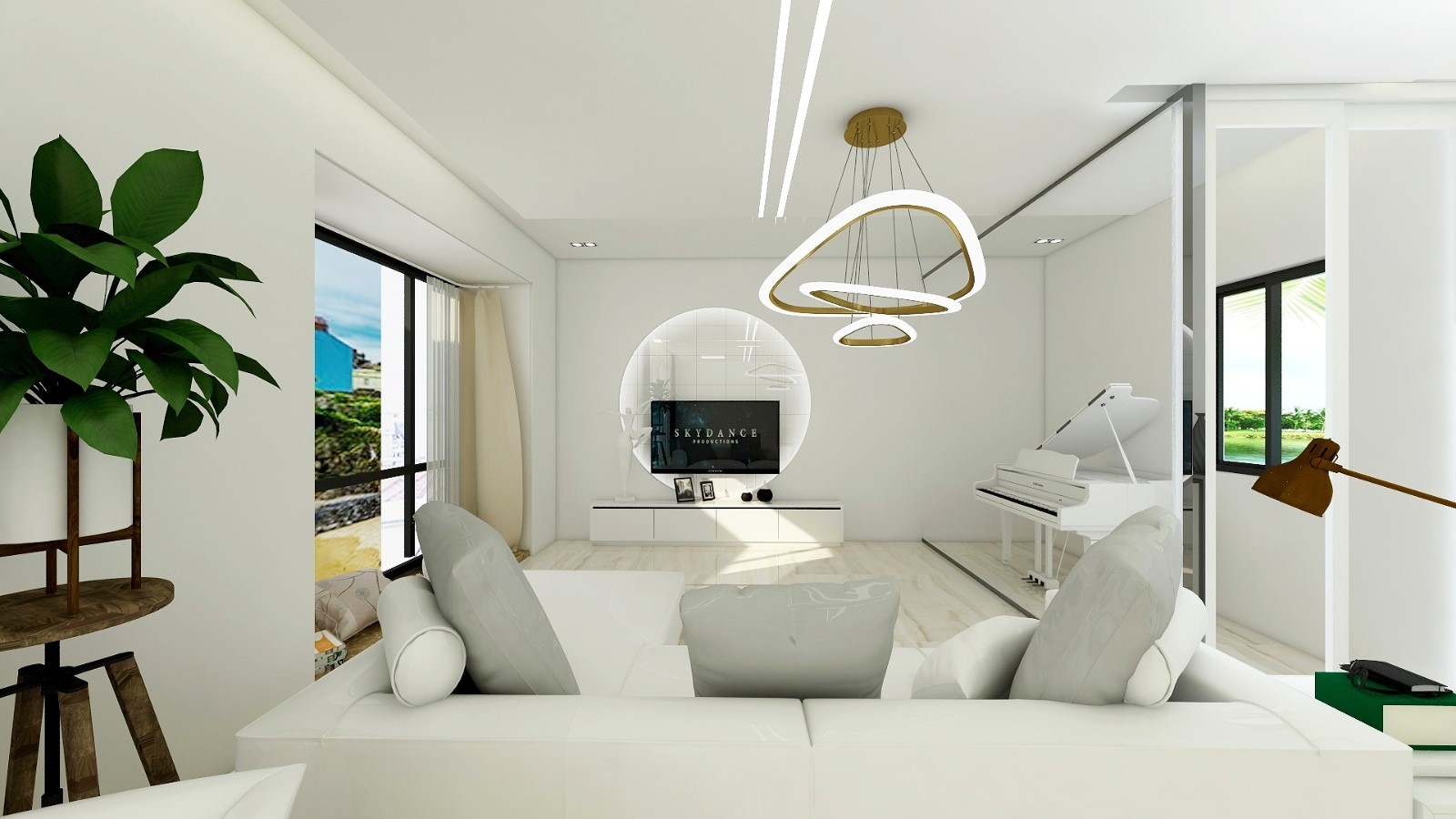 現代客廳電視背景墻效果圖